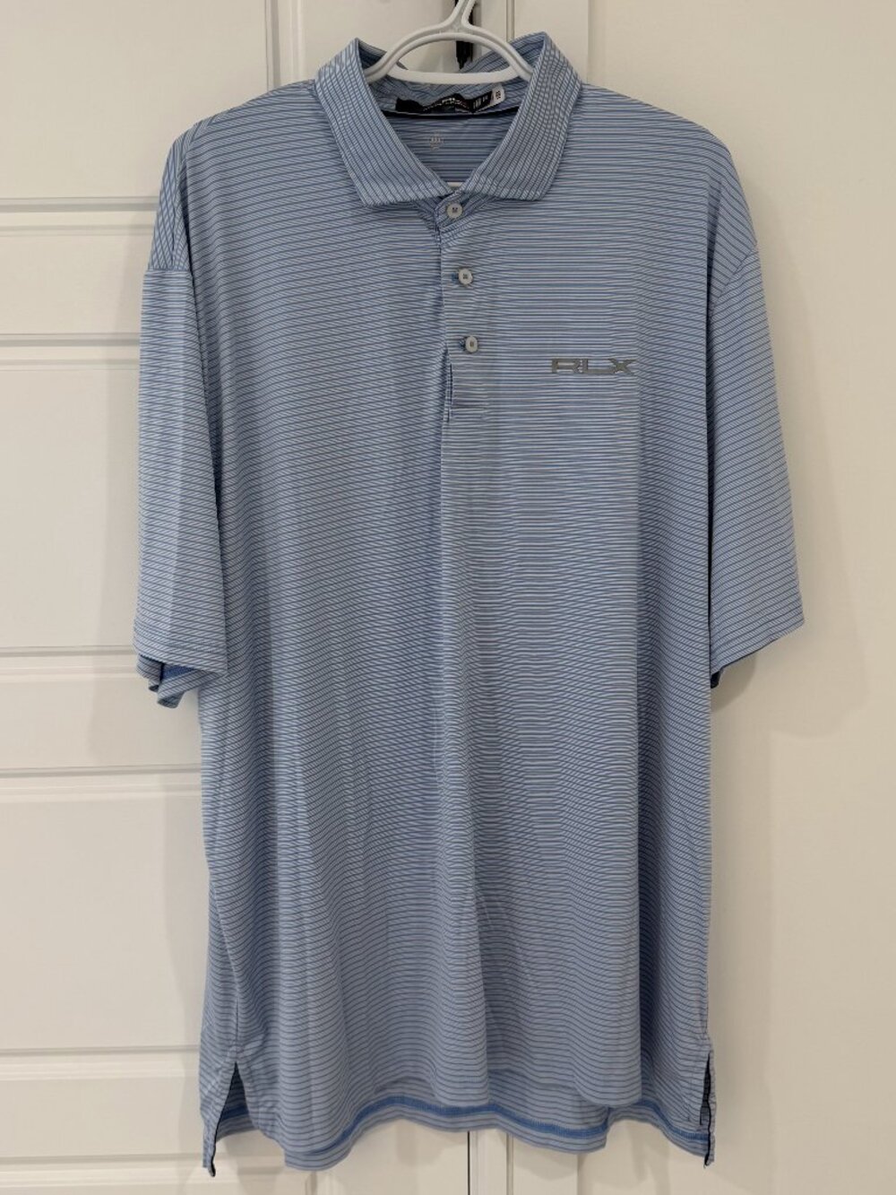 RLX Ralph Lauren Golf Polo 2XL Light Blue Striped